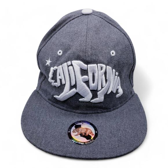 CALIFORNIA REPUBLIC Brand California Bear Embroidered Snapback Gray Cap - Picture 8 of 11